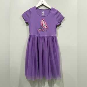 Wonder Nation Girls Purple Butterfly Tulle Dress Size L (10- 12)